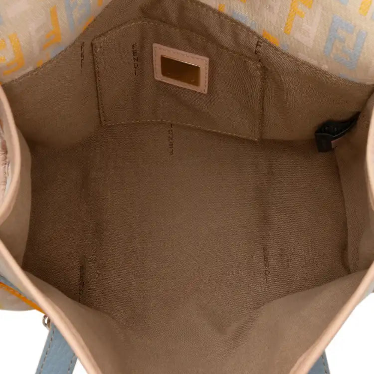 Fendi Multicolor Zucchino Canvas and Leather Charm Flap