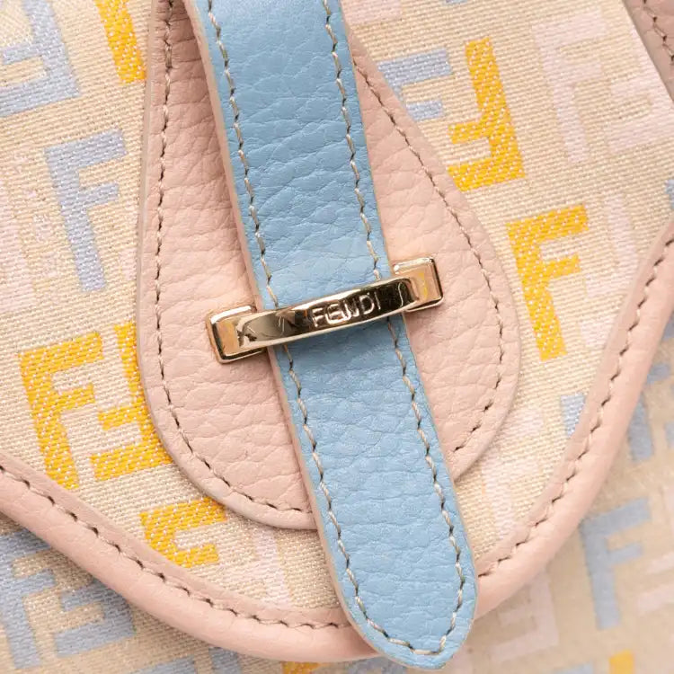Fendi Multicolor Zucchino Canvas and Leather Charm Flap
