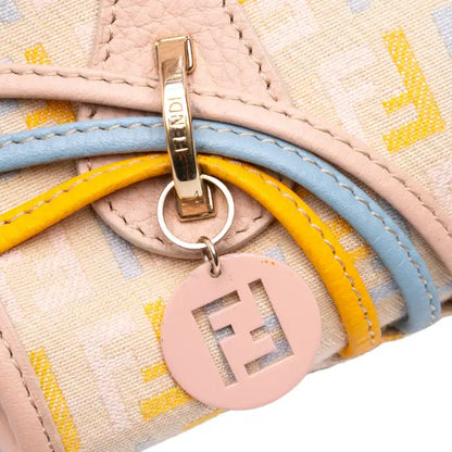 Fendi Multicolor Zucchino Canvas and Leather Charm Flap