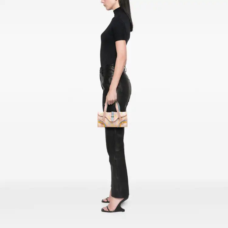 Fendi Multicolor Zucchino Canvas and Leather Charm Flap