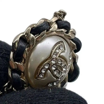 Chanel Gold Plated Faux Pearl CC Rhinestone Pendant Necklace