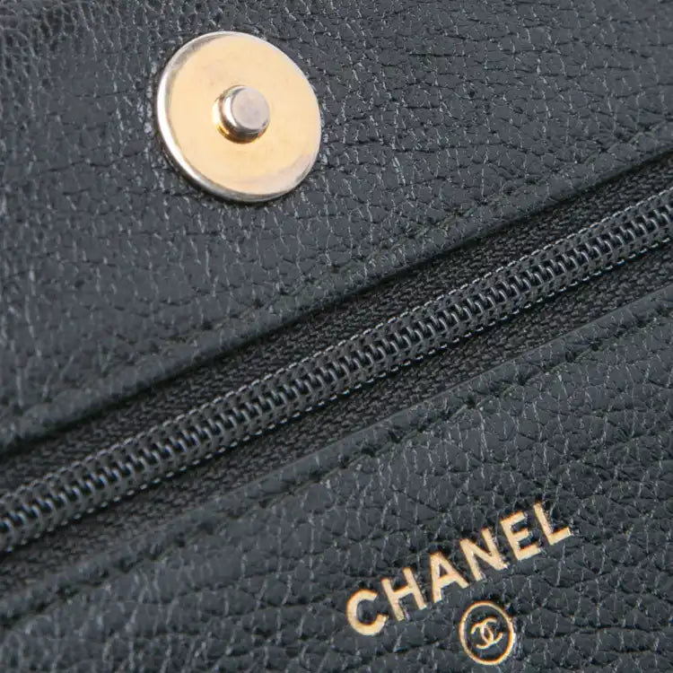 Chanel Studded Grained Calfskin Boy Wallet On Chain