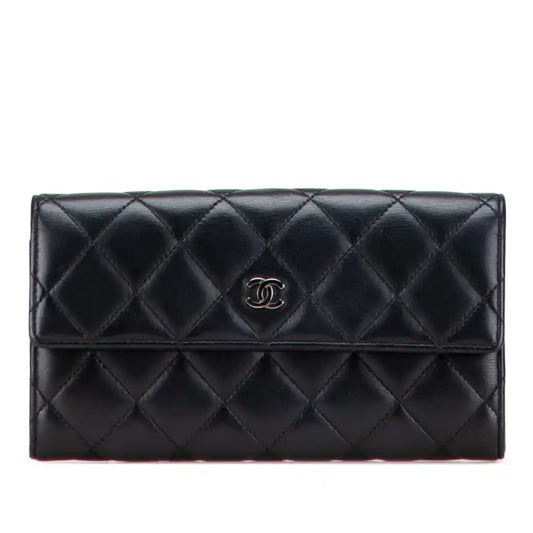 Chanel Quilted Lambskin Flap Long Wallet