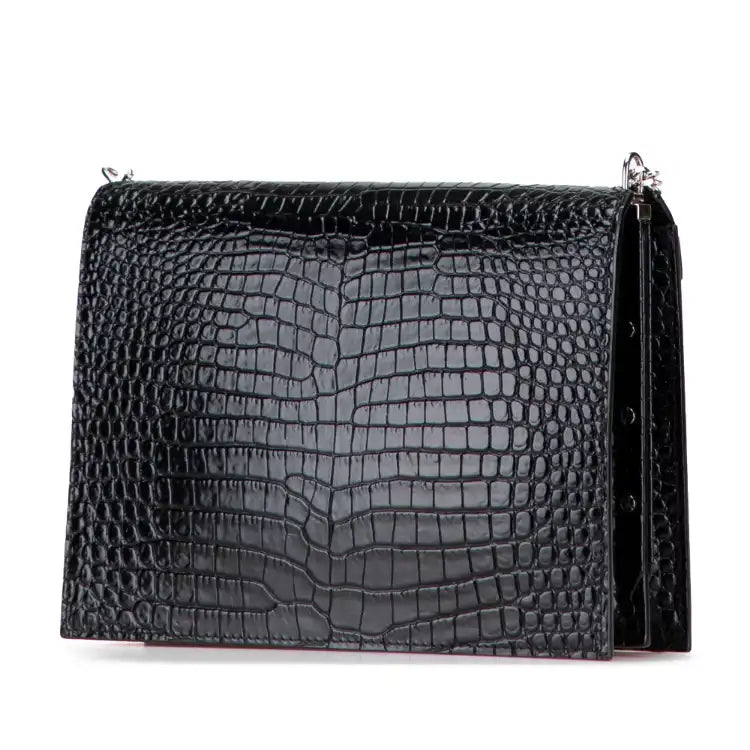 Saint Laurent Croc Embossed Leather Monogram Cassandra Clasp Bag