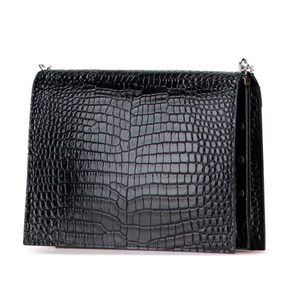 Saint Laurent Croc Embossed Leather Monogram Cassandra Clasp Bag
