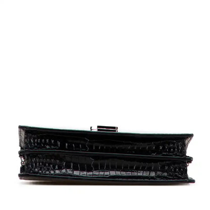 Saint Laurent Croc Embossed Leather Monogram Cassandra Clasp Bag