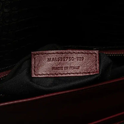 Saint Laurent Croc Embossed Leather Monogram Cassandra Clasp Bag