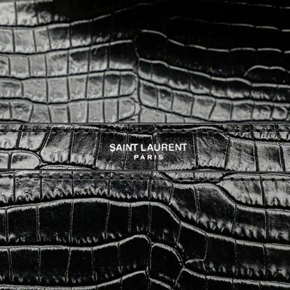Saint Laurent Croc Embossed Leather Monogram Cassandra Clasp Bag