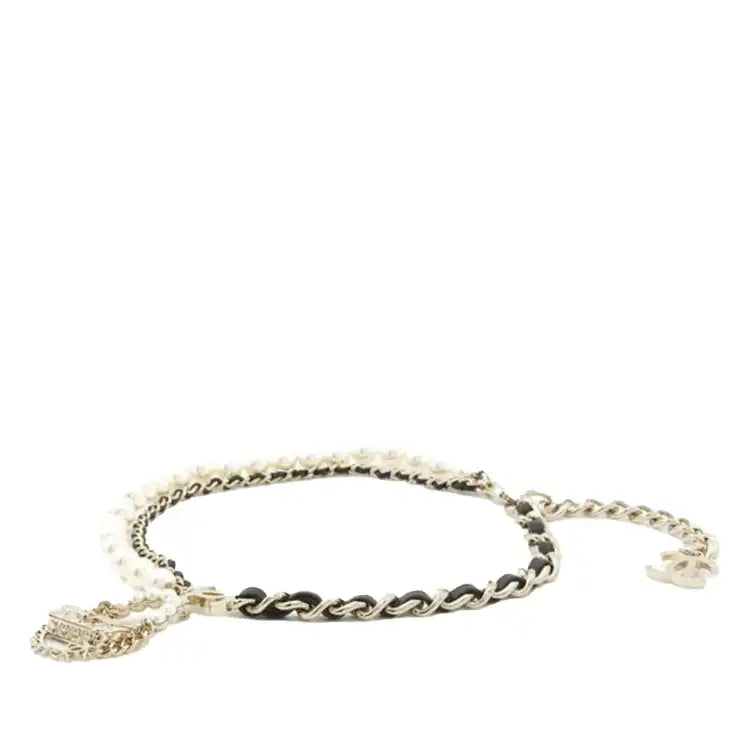 Chanel Gold Plated Chain And Faux Pearl Flap Bag Pendant Necklace