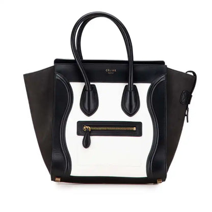 Celine Micro Bicolor Nubuck and Drummed Calfskin Luggage Tote