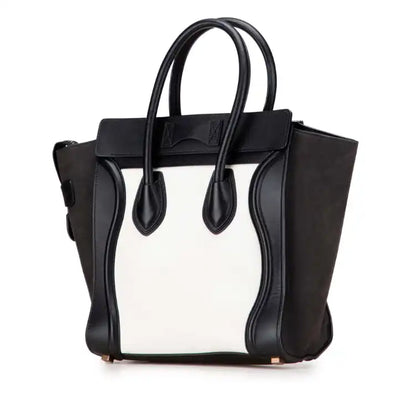 Celine Micro Bicolor Nubuck and Drummed Calfskin Luggage Tote