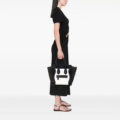 Celine Micro Bicolor Nubuck and Drummed Calfskin Luggage Tote
