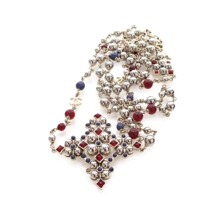 Chanel Gold Plated Gripoix and Beaded Pendant Necklace