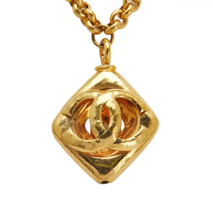 Chanel CC Gold Plated Diamond Cut Pendant Necklace
