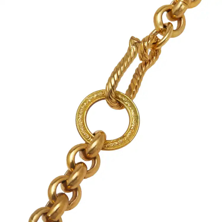 Chanel CC Gold Plated Diamond Cut Pendant Necklace