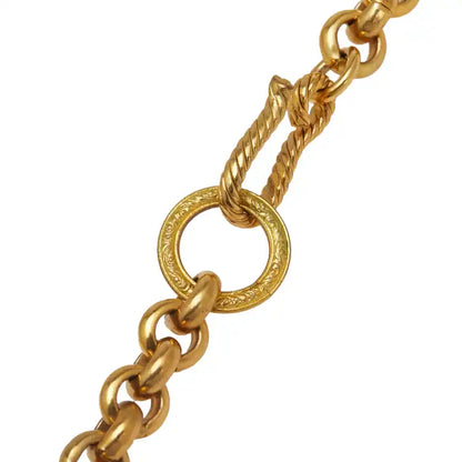 Chanel CC Gold Plated Diamond Cut Pendant Necklace