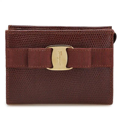Ferragamo Lizard Embossed Leather Vara Coin Pouch