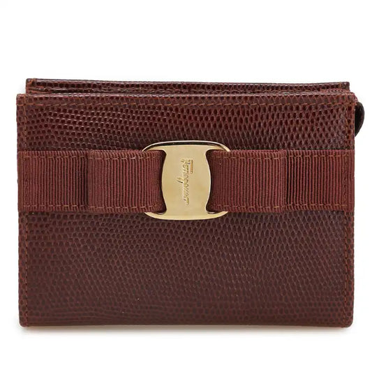 Ferragamo Lizard Embossed Leather Vara Coin Pouch