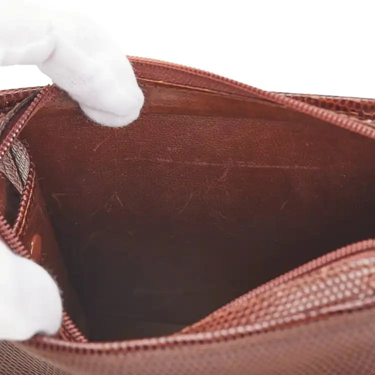 Ferragamo Lizard Embossed Leather Vara Coin Pouch