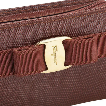 Ferragamo Lizard Embossed Leather Vara Coin Pouch