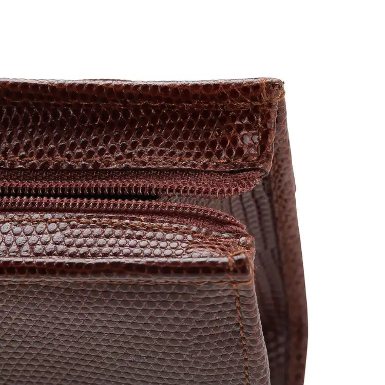 Ferragamo Lizard Embossed Leather Vara Coin Pouch