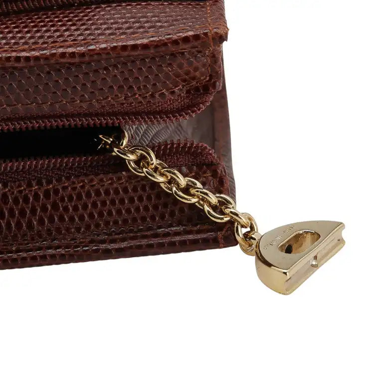 Ferragamo Lizard Embossed Leather Vara Coin Pouch