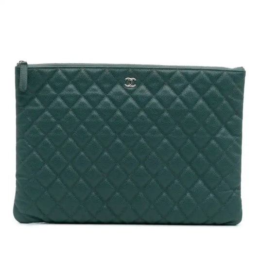 Chanel Large Quilted Caviar O Case Clutch