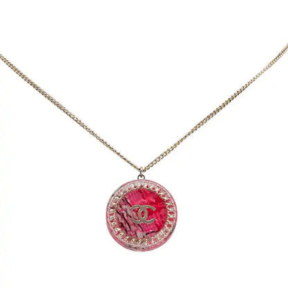 Chanel Gold Plated Resin CC Round Pendant Necklace