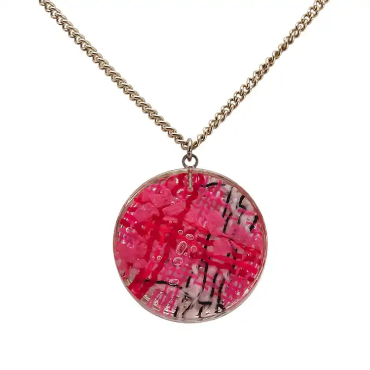 Chanel Gold Plated Resin CC Round Pendant Necklace