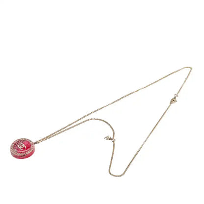 Chanel Gold Plated Resin CC Round Pendant Necklace