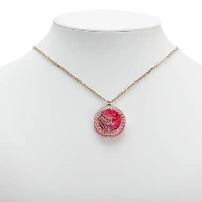 Chanel Gold Plated Resin CC Round Pendant Necklace