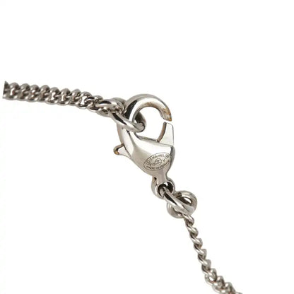 Chanel Silver Plated CC Rhinestones Pendant Necklace