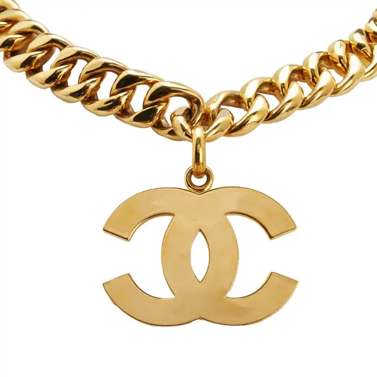 Chanel Gold Plated CC Pendant Chain Necklace