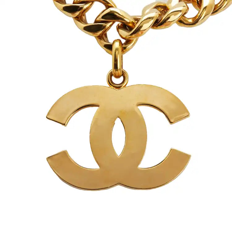 Chanel Gold Plated CC Pendant Chain Necklace
