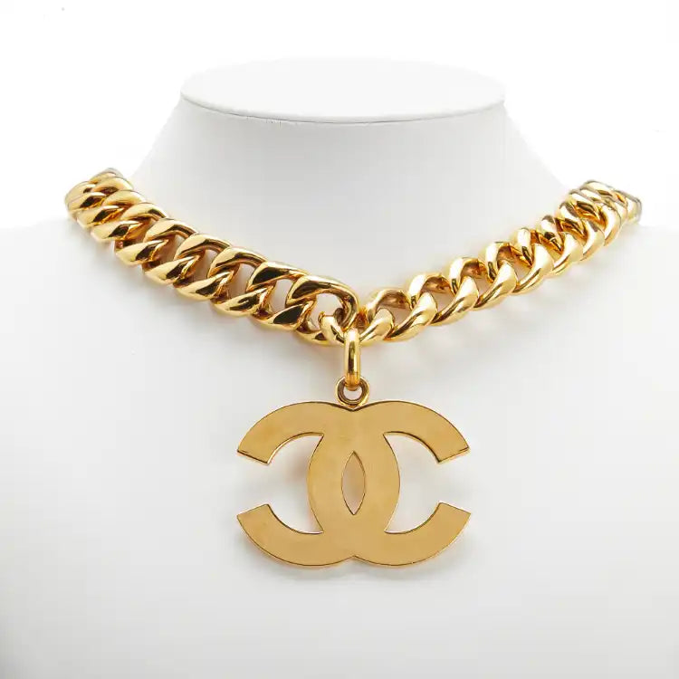 Chanel Gold Plated CC Pendant Chain Necklace