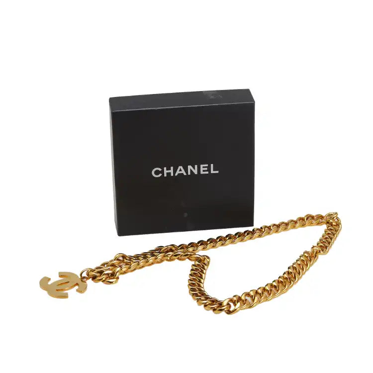 Chanel Gold Plated CC Pendant Chain Necklace