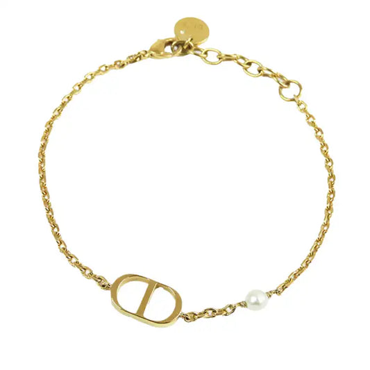 Dior Gold Plated Resin Pearl Petit CD Bracelet