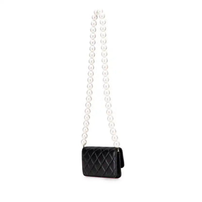 Chanel Quilted Calfskin Maxi Pearls Clutch With Chain