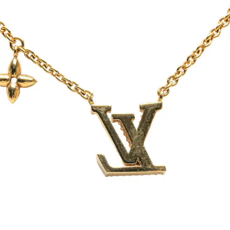 Louis Vuitton Gold Plated LV Crystal Iconic Pendant Necklace