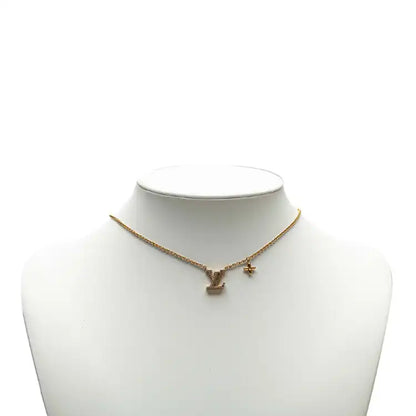 Louis Vuitton Gold Plated LV Crystal Iconic Pendant Necklace