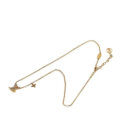 Louis Vuitton Gold Plated LV Crystal Iconic Pendant Necklace