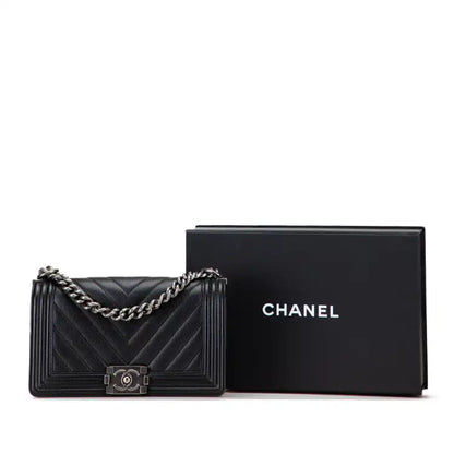 Chanel Old Medium Chevron Caviar Boy Flap