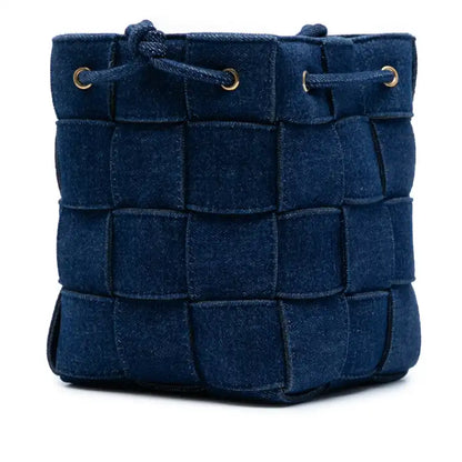Bottega Veneta Small Denim Maxi Intrecciato Cassette Bucket Bag