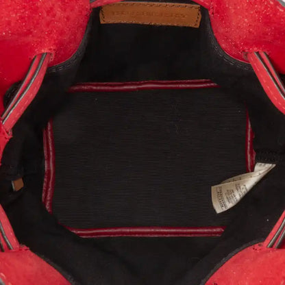 Burberry Small Mega Check Canvas and Suede Fringe Belgrove Bucket Bag