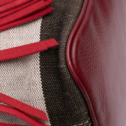 Burberry Small Mega Check Canvas and Suede Fringe Belgrove Bucket Bag