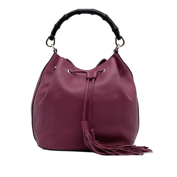 Gucci Pebbled Calfskin Miss Bamboo Bucket Bag