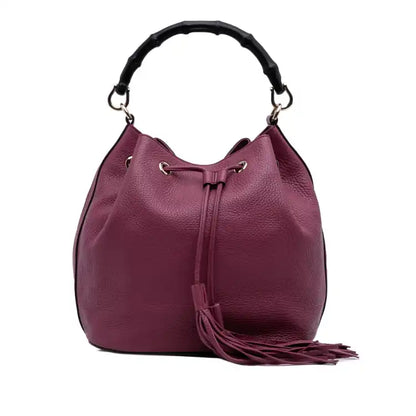 Gucci Pebbled Calfskin Miss Bamboo Bucket Bag