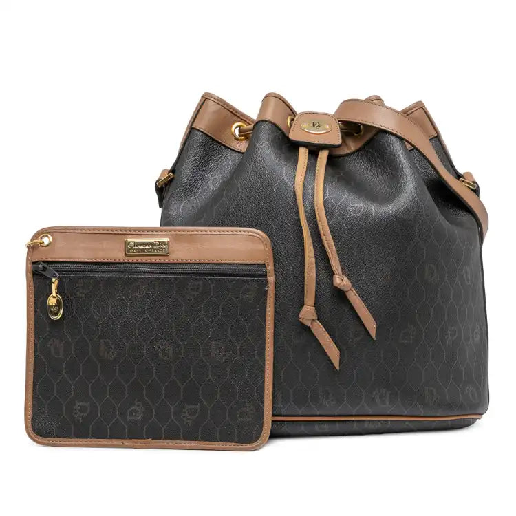 Dior Honeycomb Coated Canvas Drawstring Bucket Bag