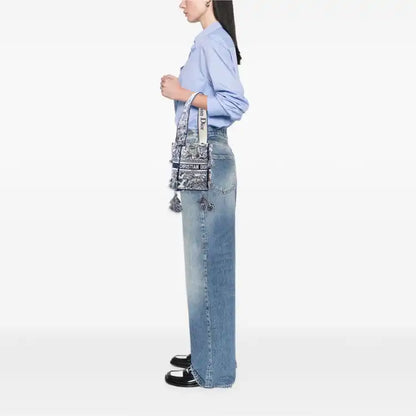 Dior Canvas Embroidered Toile De Jouy D Bubble Bucket Bag