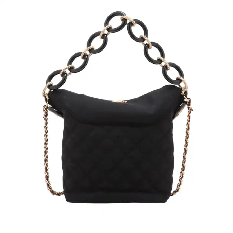 Chanel Paris Hamburg Quilted Wool Coco Sailor Charms Bucket Bag